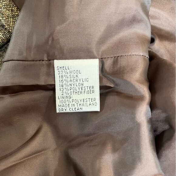 Vintage Talbots Wool Silk Tweed Flare Skirt Peplum Jacket Set Brown Womens 12 - Picture 10 of 16